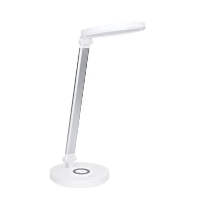 BLUCO DASH Flexo Led Regulable con Control Táctil. Lámpara de Escritorio con Cargador Inalámbrico para Móviles. Flexo Articulable Blanco para Estudio y Oficina. Lámpara de Lectura Moderna de 2W