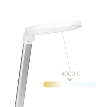 Flexo LED réglable BLUCO DASH avec contrôle tactile. Lampe de bureau avec chargeur sans fil pour téléphones portables. Flexo articulé blanc pour étude et bureau. Lampe de lecture moderne 2W 4