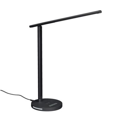 BLUCO KODA Flexo LED réglable avec contrôle tactile. Lampe de bureau avec chargeur sans fil pour téléphones portables. Flexo articulé noir pour étude et bureau. Lampe de lecture moderne 15W