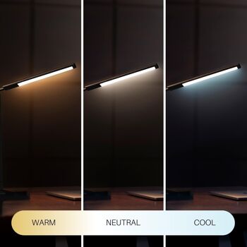 BLUCO KODA Flexo LED réglable avec contrôle tactile. Lampe de bureau avec chargeur sans fil pour téléphones portables. Flexo articulé noir pour étude et bureau. Lampe de lecture moderne 15W 5