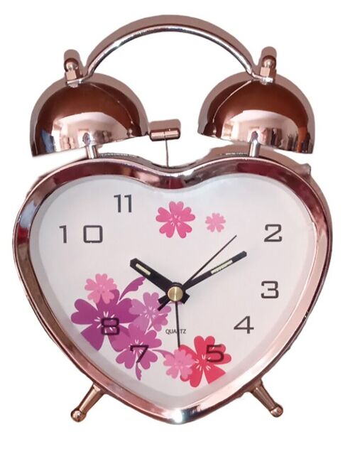 METAL DESK ALARM CLOCK "HEART" NN-110B