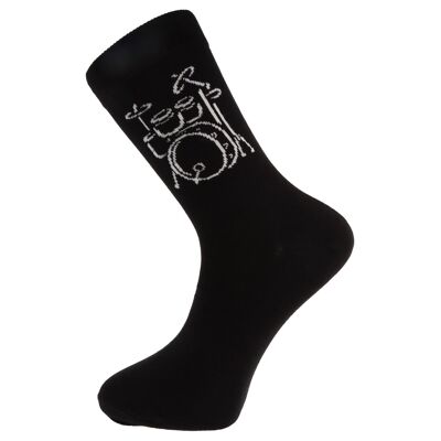 Socks with woven white drums, music socks - size: 35/38