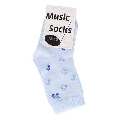 Calcetines musicales para bebé con notas en azul claro - talla: 18/19