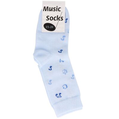 Music baby socks with notes in light blue - size: 23/26
