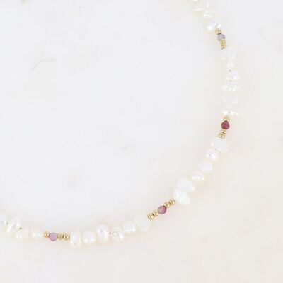 Galicia necklace - choker, freshwater pearls and natural stones