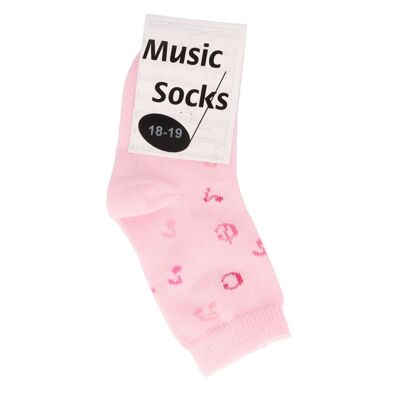 Music baby socks with notes in pink - size: 18/19