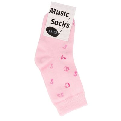 Music baby socks with notes in pink - size: 19/22