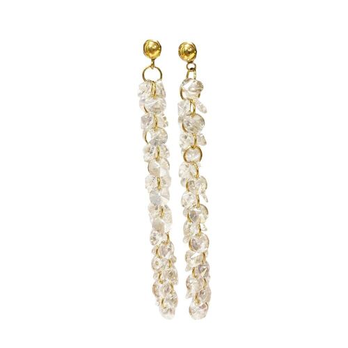 Statement earring Long with beads - Transparent