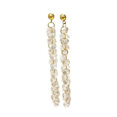 Boucle d'oreille tendance Longue avec perles - Transparent