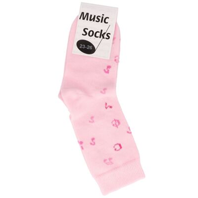 Calcetines musicales para bebé con notas en rosa - talla: 23/26