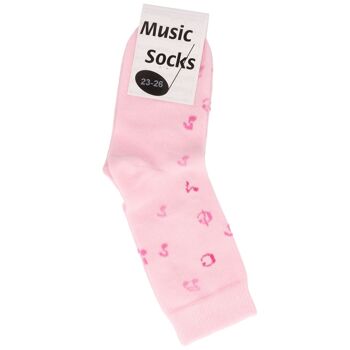 Chaussettes bébé musique avec notes en rose - taille : 23/26 1