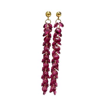 Boucle d'oreille Statement Longue avec perles - Fuchsia 1