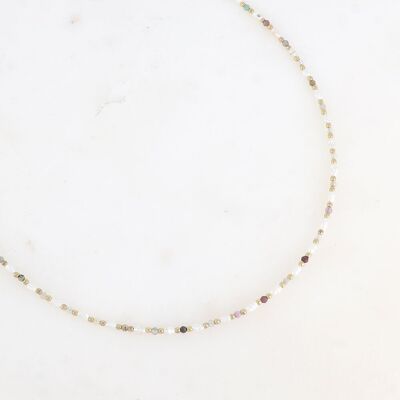 Alana necklace - choker, freshwater pearls and natural stones