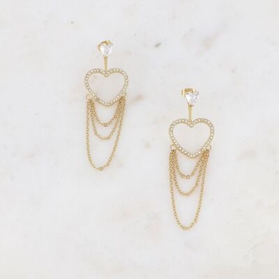 Zally stud earrings - crystal heart and interchangeable heart and chains
