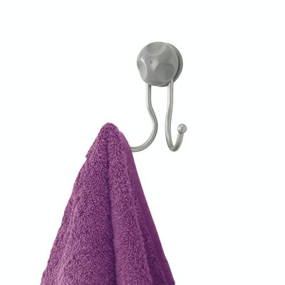 Double Bathroom Hook VIVA Series by Metaltex. Polytherm® Finish Color Silver