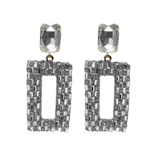 Statement earring rhinestone Rectangle - Transparent