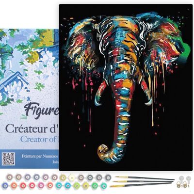 Paint by Number DIY Kit - Elephant Painting - stretched canvas on wooden frame