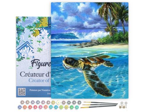 Peinture par Numéro Kit DIY - Tortue détendue - toile tendue sur châssis en bois