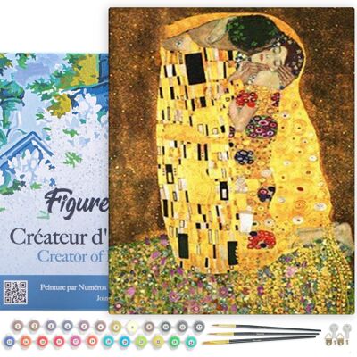 Paint by Number DIY Kit - The Klimt Kiss - stretched canvas on wooden frame