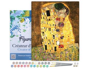 Peinture par Numéro Kit DIY - Le baiser Klimt - toile tendue sur châssis en bois 1