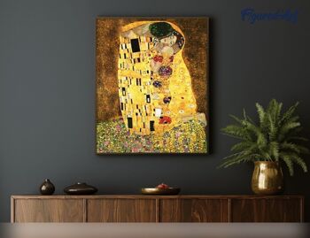 Peinture par Numéro Kit DIY - Le baiser Klimt - toile tendue sur châssis en bois 4