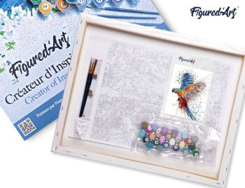 Peinture par Numéro Kit DIY - Perroquet en plein Vol - toile tendue sur châssis en bois 3