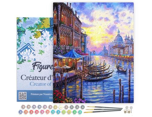Peinture par Numéro Kit DIY - Le Grand Canal de Venise - toile tendue sur châssis en bois