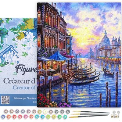 Peinture par Numéro Kit DIY - Le Grand Canal de Venise - toile tendue sur châssis en bois