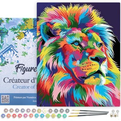 Peinture par Numéro Kit DIY - Lion Pop Art 2 - toile tendue sur châssis en bois