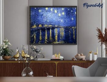 Peinture par Numéro Kit DIY - Van Gogh Nuit Etoilée sur le Rhône - toile tendue sur châssis en bois 4