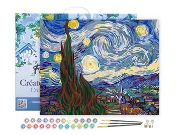 Peinture par Numéro Kit DIY - Van Gogh Nuit Etoilée - toile tendue sur châssis en bois 1