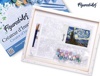 Peinture par Numéro Kit DIY - Van Gogh Nuit Etoilée - toile tendue sur châssis en bois 5