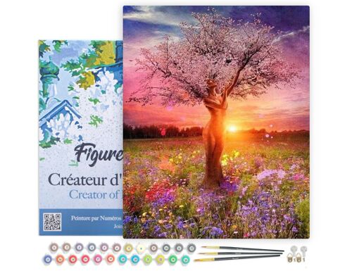 Peinture au Numéro Kit DIY - Arbre Corps de Femme - toile tendue sur châssis en bois