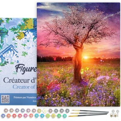 Peinture au Numéro Kit DIY - Arbre Corps de Femme - toile tendue sur châssis en bois