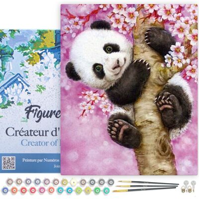 Paint by Number DIY Kit - Baby Panda - canvas stretched on wooden frame