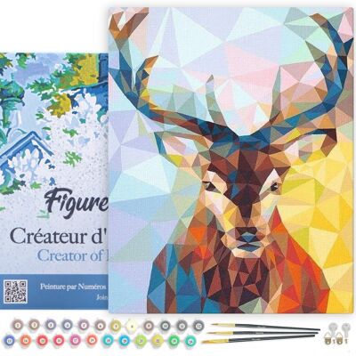Paint by Number DIY Kit - Modern Reindeer - canvas stretched on wooden frame