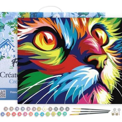 Kit fai da te dipingi con i numeri - Feline Pop Art - tela su telaio in legno
