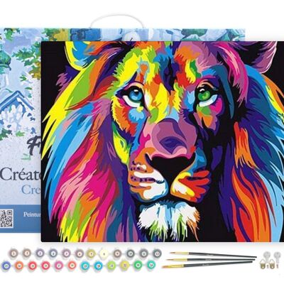 Peinture par Numéro Kit DIY - Lion Pop Art - toile tendue sur châssis en bois