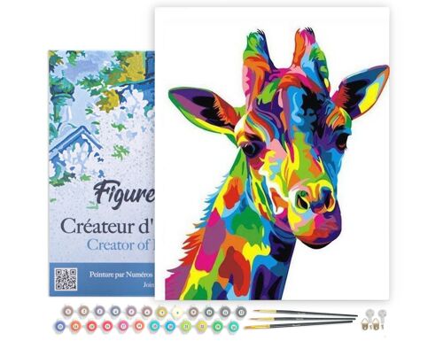 Peinture par Numéro Kit DIY - Girafe Pop Art - toile tendue sur châssis en bois