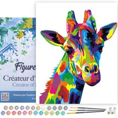 Paint by Number DIY Kit - Giraffe Pop Art - stretched canvas on wooden frame