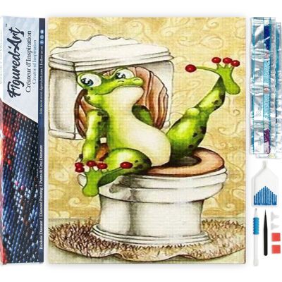 5D-Diamant-Stickset – DIY-Diamantgemälde „Der Frosch in der Toilette“.