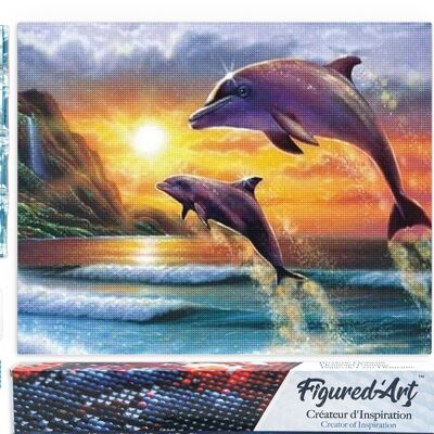 5D Diamond Embroidery Kit - DIY Diamond Painting Dolphins at Sunrise