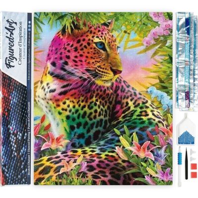 Kit de bordado de diamantes 5D - Pintura de diamantes DIY Leopardo colorido