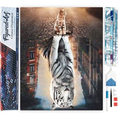 5D Diamond Embroidery Kit - Diamond Painting DIY Cat Reflection in the City