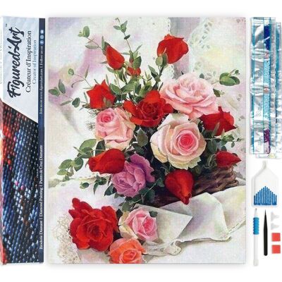 Kit de Broderie Diamant 5D - Diamond Painting DIY Roses Belles Fleurs