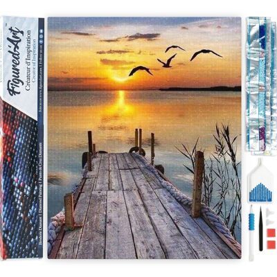 5D Diamond Embroidery Kit - Diamond Painting DIY Ponton sur Lac