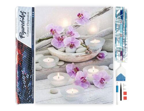 Kit de Broderie Diamant 5D - Diamond Painting DIY Fleurs et Bougies