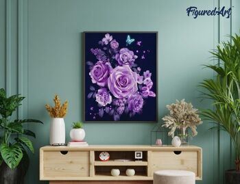 Kit de Broderie Diamant 5D - Diamond Painting DIY Fleurs et Papillons en Violet 4