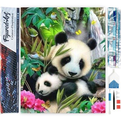 Kit de bordado de diamantes 5D - Familia de pandas de pintura de diamantes DIY