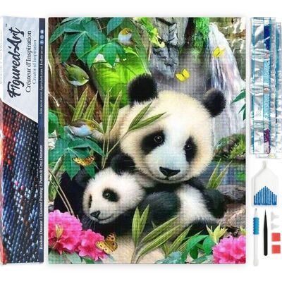 Kit de Broderie Diamant 5D - Diamond Painting DIY Famille de Pandas